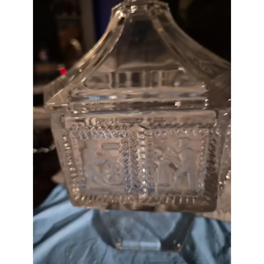 Vintage Imperial Glass Clear Lidded Candy Dish Compote with An Distinctive Hexag